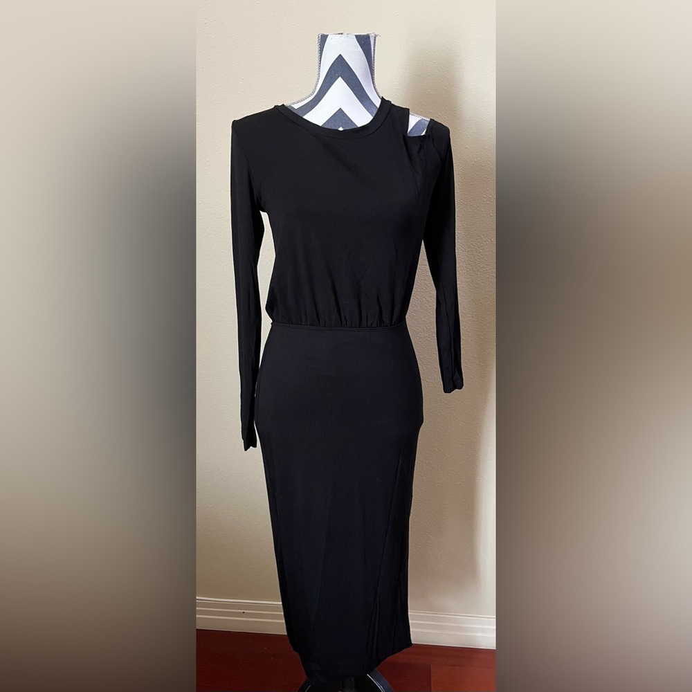 LNA Los Angeles LA Lynee Black Cold Shoulder Midi Dress NWOT Size M